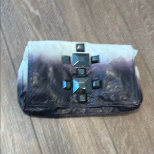 Tylie Malibu Black and Gray Geometric Clutch